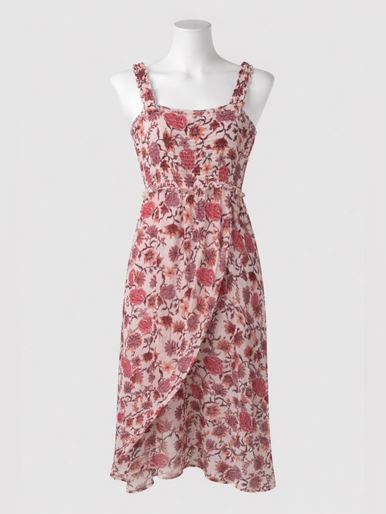 Dresses & Skirts - Altar’d State Floral Faux Wrap Midi Dress Size Small Boho Cottagecore Pink